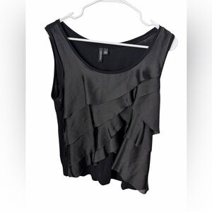 Relativity Black Ruffle Sleeveless Tank Top! Size Large!